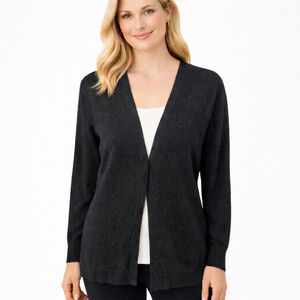 McDuff Black One Button Closure Cardigan Sweater 100% Cashmere Long Size L